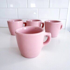1950s Vintage 4 Sterling Restaurant Ware Coffee Mugs Shell Pink Heavy USA Made